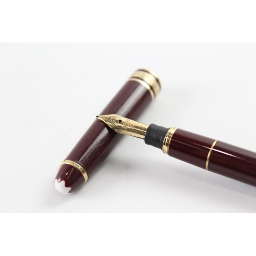 438 - Montblanc Meisterstuck Burgundy Ladies Fountain Pen w/ 14ct Gold Nib WRITING