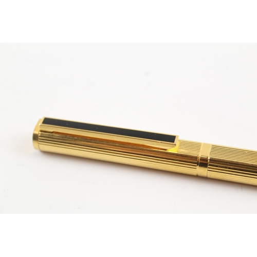 439 - Alfred DUNHILL Gold Plated Cased Ballpoint Pen / Biro WRITING w/ Enamel Detail