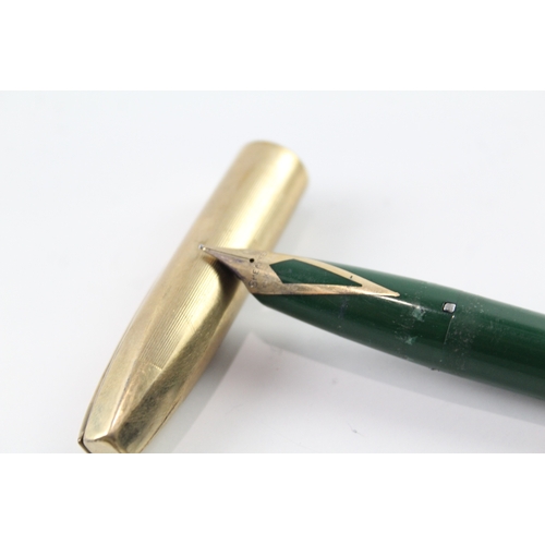 443 - Vintage Sheaffer PFM Pen For Men Green Fountain Pen w/ 14ct Gold Nib WRITING