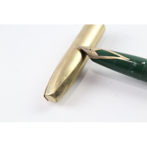 443 - Vintage Sheaffer PFM Pen For Men Green Fountain Pen w/ 14ct Gold Nib WRITING