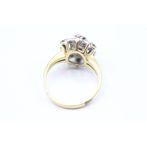 45 - 18ct gold sapphire and diamond open work halo ring (4.1g) Size I