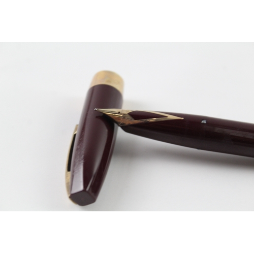 450 - Vintage Sheaffer PFM Pen For Men Burgundy Fountain Pen w/ 14ct Gold Nib WRITING