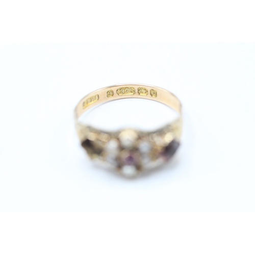 53 - 15ct gold antique paste & seed pearl dress ring (2g) Size M