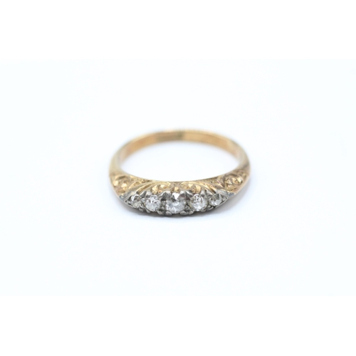 54 - 18ct gold old cut diamond five stone ring (3g) Size J 1/2