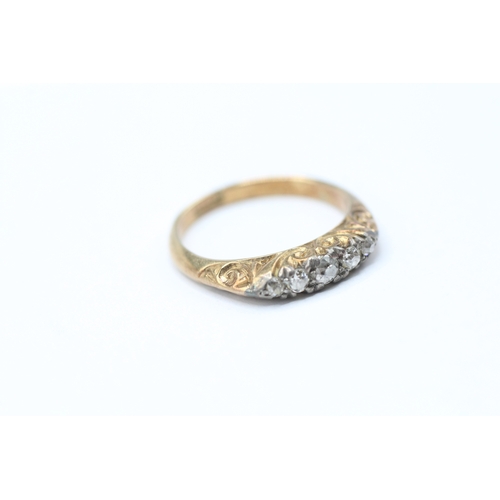 54 - 18ct gold old cut diamond five stone ring (3g) Size J 1/2