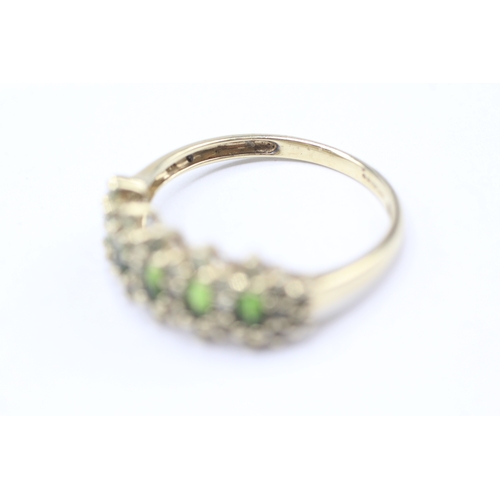 60 - 9ct gold diopside & green gemstone dress ring (3g) Size U