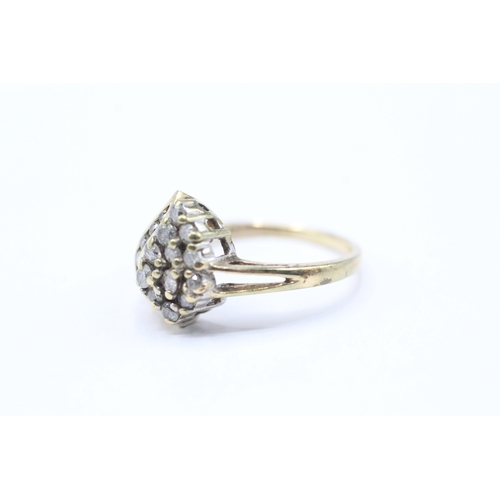 80 - 9ct gold diamond asymmetric ring (2.4g) Size L