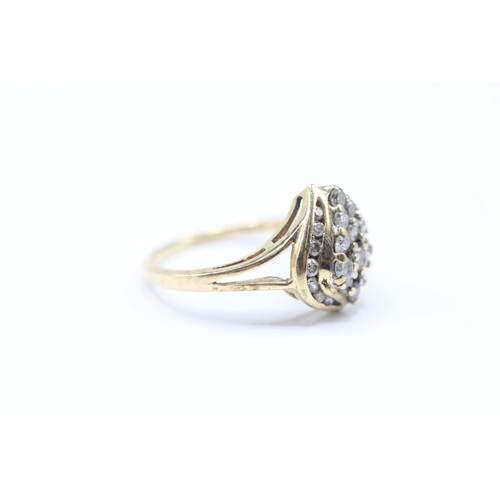 80 - 9ct gold diamond asymmetric ring (2.4g) Size L