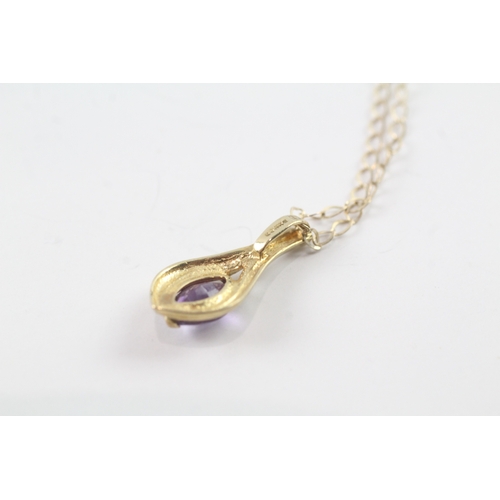 98 - 9ct gold amethyst pendant on chain