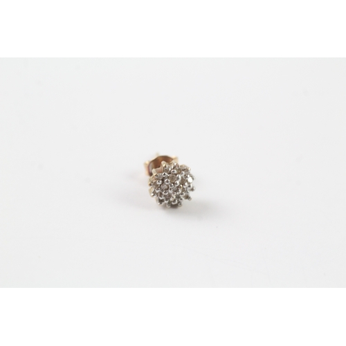 99 - 9ct gold diamond cluster stud earrings