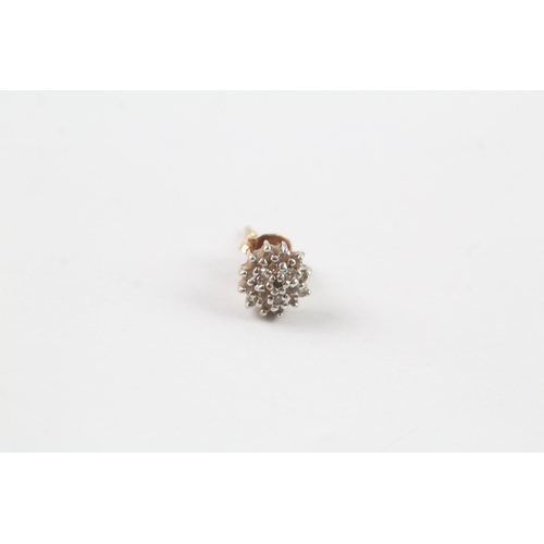 99 - 9ct gold diamond cluster stud earrings