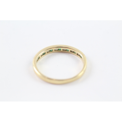 10 - 18ct gold diamond and emerald channel setting ring Size R