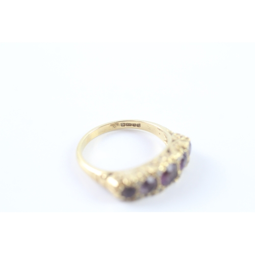 104 - 18ct gold amethyst and diamond flat setting ring Size Q 1/2