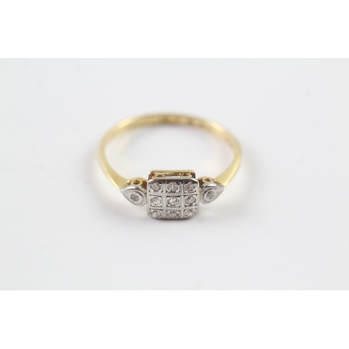 14 - 18ct gold diamond square set ring Size O