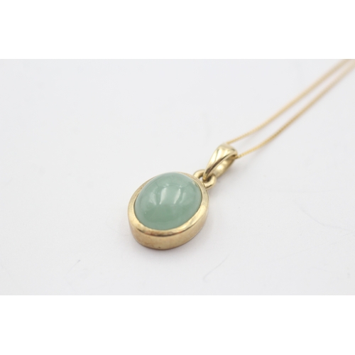 149 - 9ct gold jade pendant on chain (2.5g)