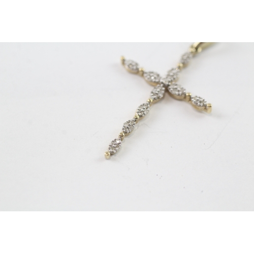 16 - 9ct gold diamond cross pendant (1.2g)