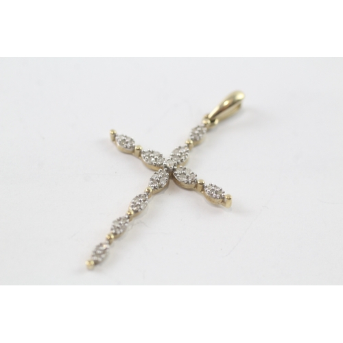 16 - 9ct gold diamond cross pendant (1.2g)