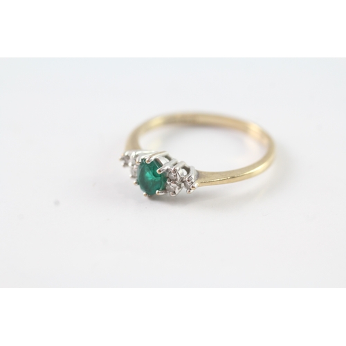 173 - 9ct gold emerald and diamond dress ring Size N