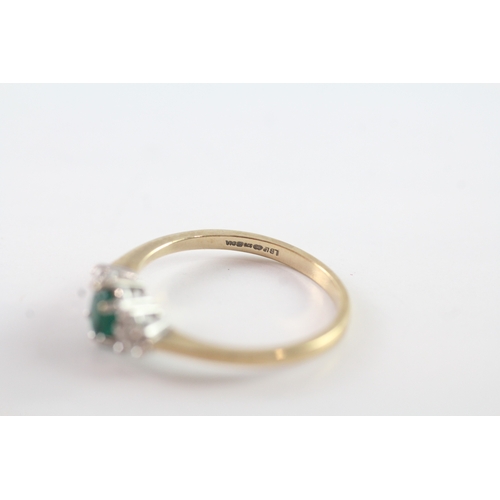 173 - 9ct gold emerald and diamond dress ring Size N