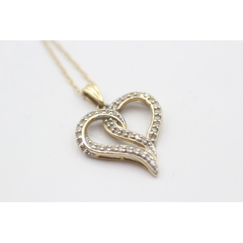 178 - 9ct gold diamond heart pendant on chain (2.7g)