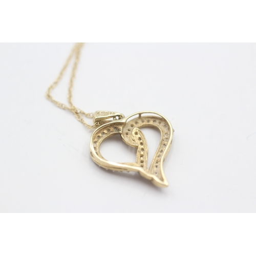 178 - 9ct gold diamond heart pendant on chain (2.7g)