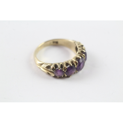 21 - 9ct gold five stone amethyst ring Size N