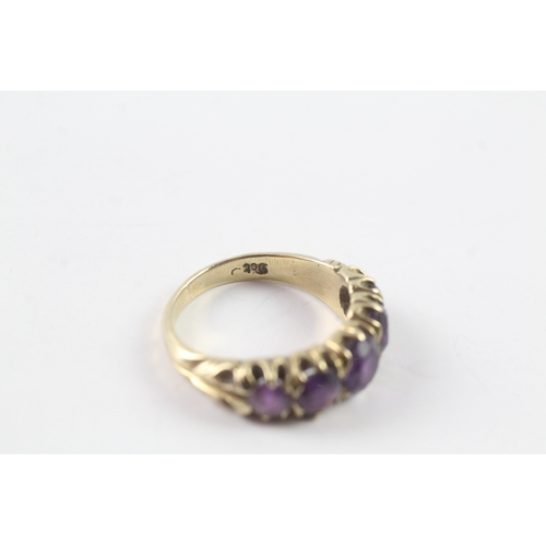 21 - 9ct gold five stone amethyst ring Size N