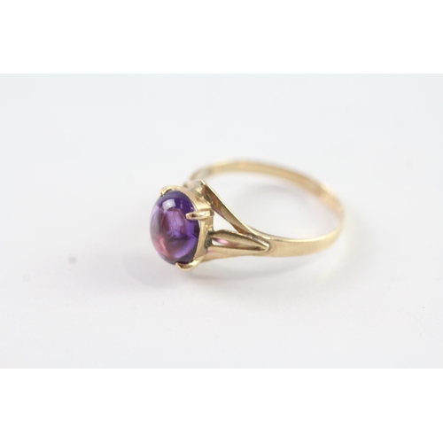 229 - 14ct gold amethyst single stone ring (1.6g) Size J