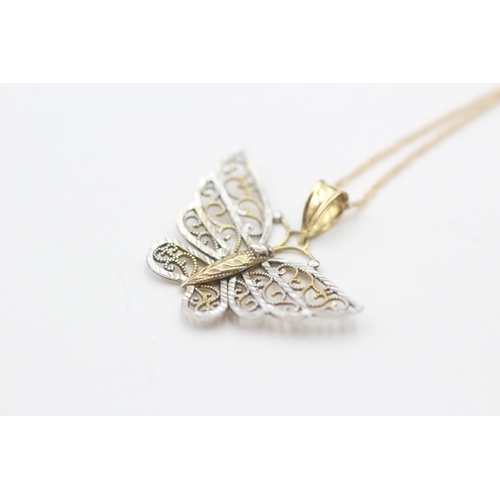 237 - 9ct gold butterfly pendant necklace (1.2g)