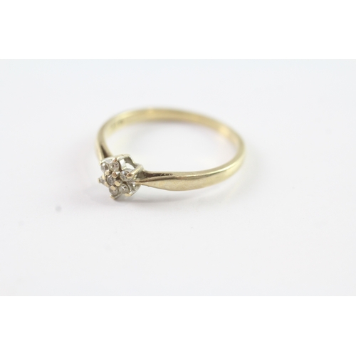 242 - 9ct gold diamond floral ring (1.8g) Size Q