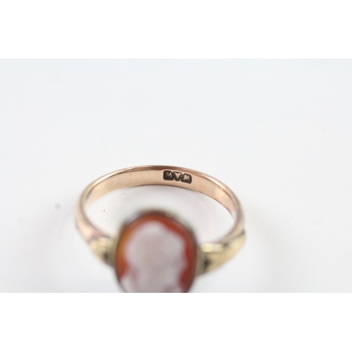 245 - 9ct gold shell cameo portrait ring (2.7g) Size O