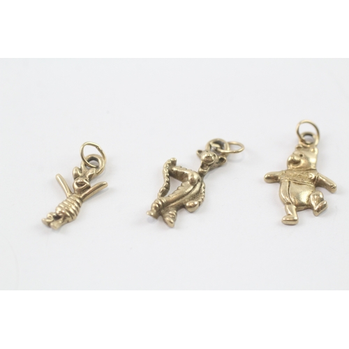 25 - 3 x 9ct gold winnie the pooh, tigger and piglet charms (2g)