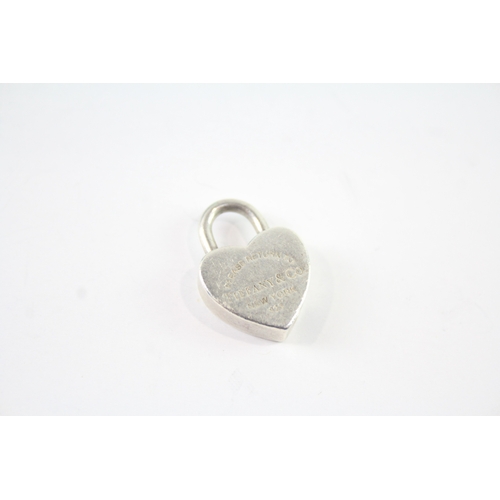 251 - Tiffany & Co Sterling Silver Heart Padlock Pendant w/ Box 8g