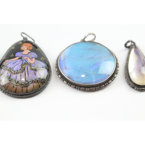 253 - Collection of Sterling Silver Butterfly Wing Jewellery inc. Hand Painted x 5 43g