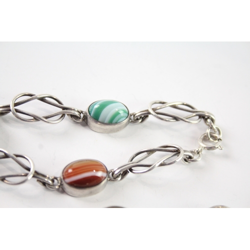 254 - Collection of Sterling Silver Scottish Bracelets inc. Agate, Ola Gorie x 2 36g