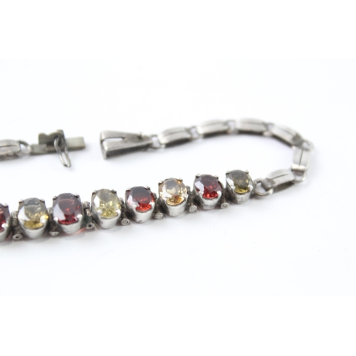 261 - Vintage Sterling Silver Garnet & Citrine Bracelet 9g