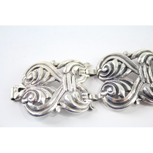 269 - Sterling Silver Mid Century Ornate Panel Bracelet 55g