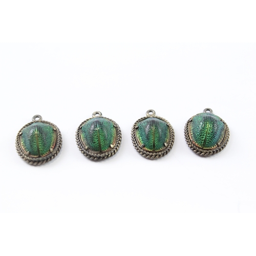 272 - Collection of Antique Scarab Beetle Pendants x 4 4g