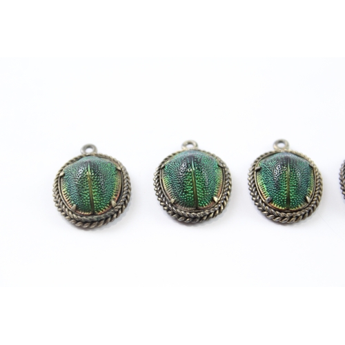 272 - Collection of Antique Scarab Beetle Pendants x 4 4g