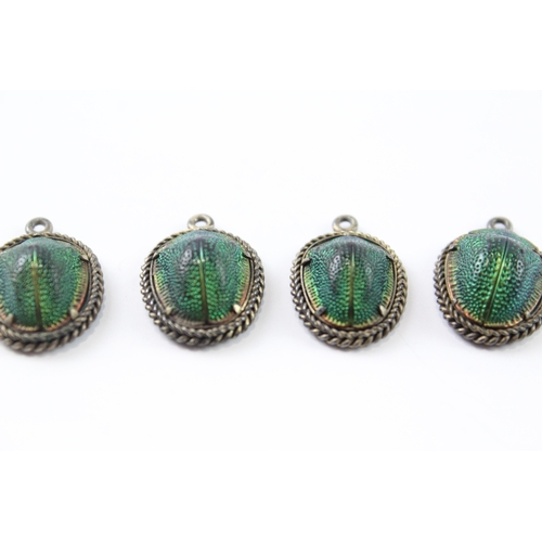 272 - Collection of Antique Scarab Beetle Pendants x 4 4g