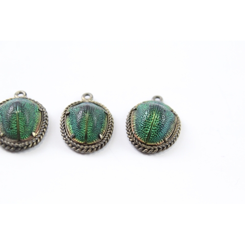 272 - Collection of Antique Scarab Beetle Pendants x 4 4g