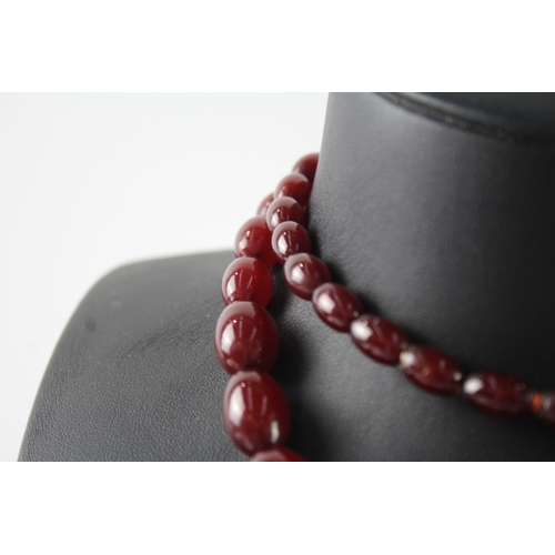 301 - Graduated Cherry Bakelite Beaded Necklace 56g