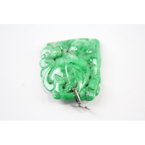 303 - Carved Jade Pendant w/ Sterling Silver Bail 15g