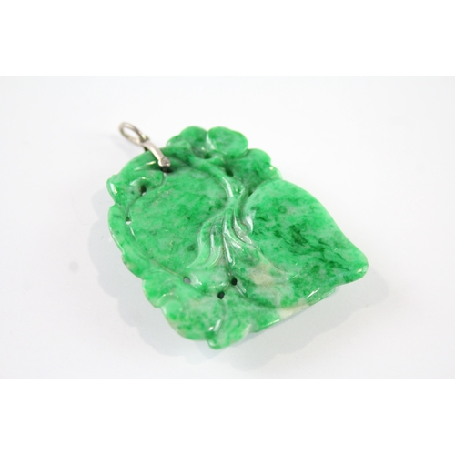 303 - Carved Jade Pendant w/ Sterling Silver Bail 15g