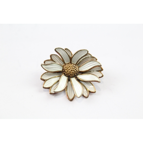 307 - David Andersen Sterling Silver White Enamel Floral Brooch 6g