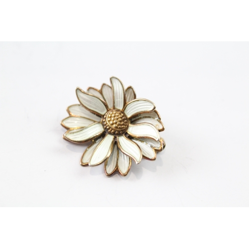 307 - David Andersen Sterling Silver White Enamel Floral Brooch 6g