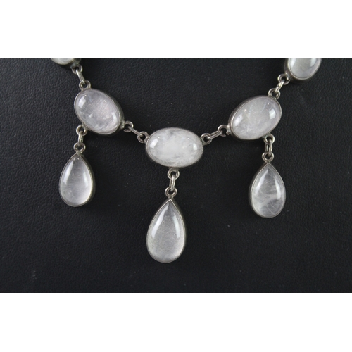 314 - Sterling Silver Moonstone Drop Necklace 9g