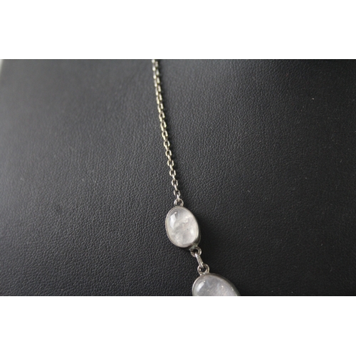 314 - Sterling Silver Moonstone Drop Necklace 9g