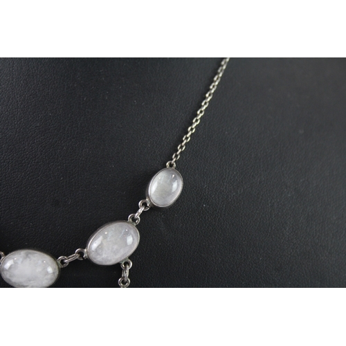 314 - Sterling Silver Moonstone Drop Necklace 9g