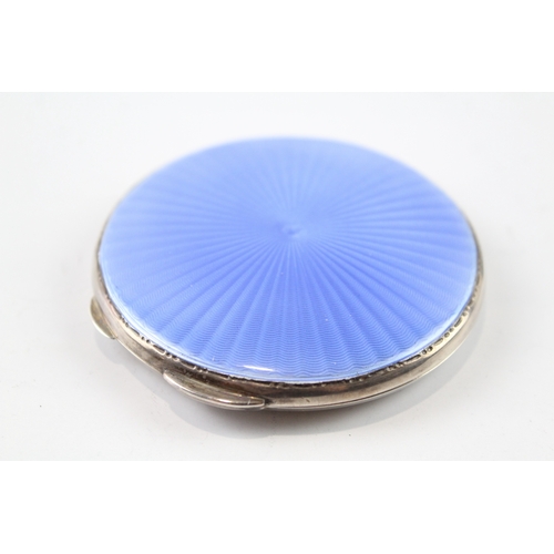 327 - Vintage 1940 Birmingham Sterling Silver Guilloche Enamel Compact (69g)